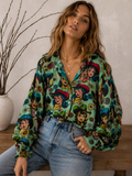 Texas Hold 'Em Retro Comic Cowgirl Button Up Mesh Blouse