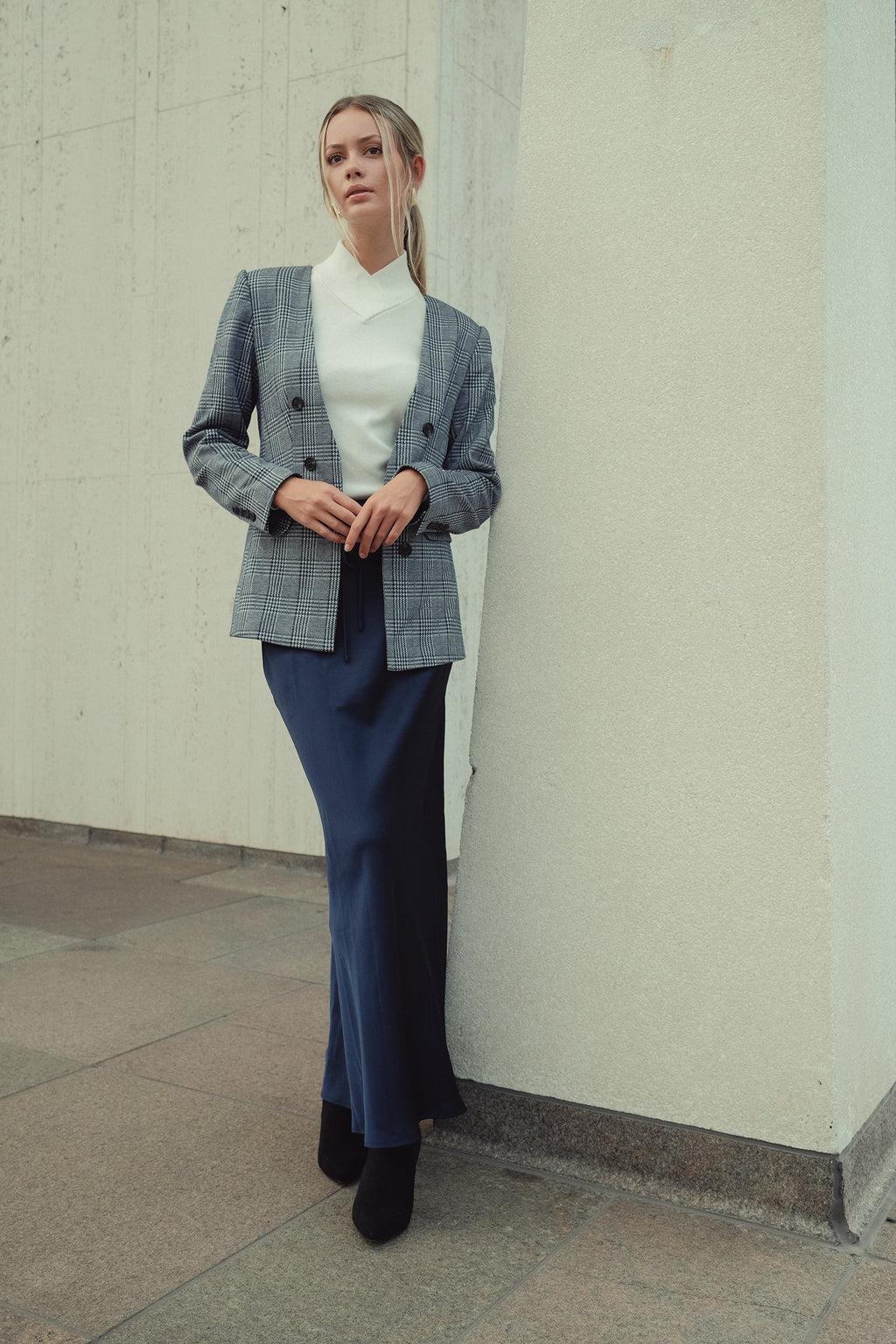 Plaid Navy Blazer