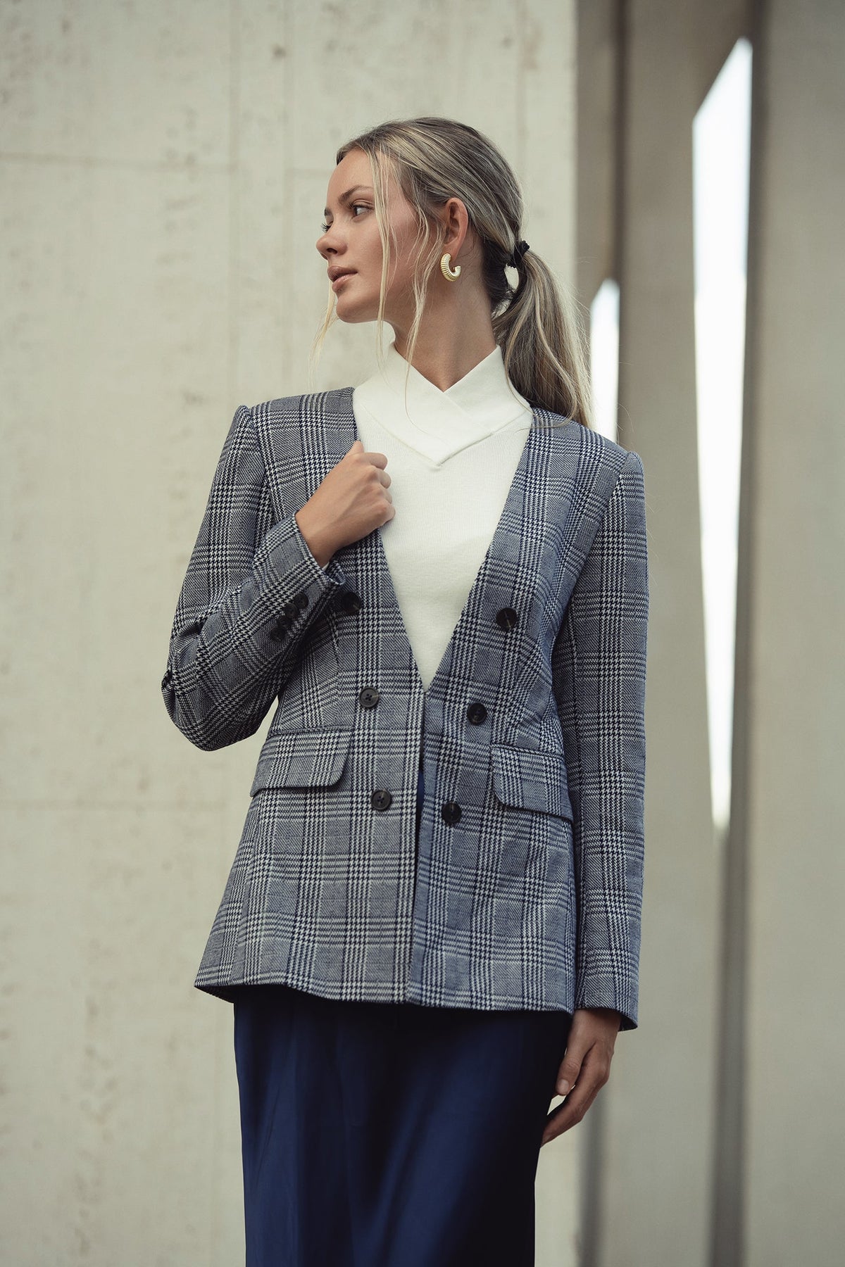 Plaid Navy Blazer